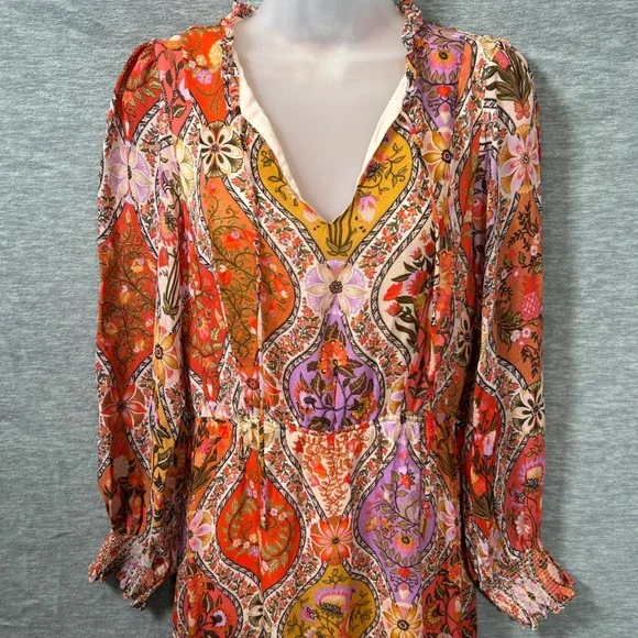 Farm Rio Anthropologie Maxi Dress Womens‎ S Floral Boho Cottagecore Ruffle Flowy - Picture 5 of 12